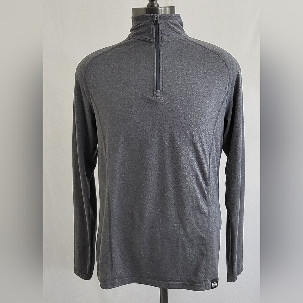 REI Shirt Mens Size Med Quarter Zip Grey  Hiking Long Sleeve  Pullover
